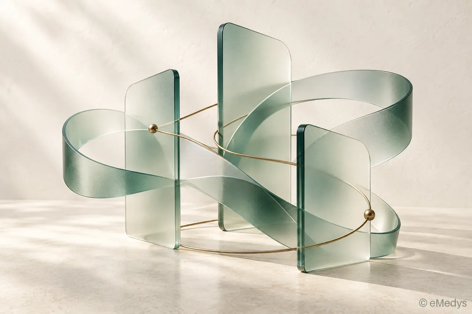 Abstrakte Glasflächen und feine Verbindungen als Sinnbild vernetzter Information.